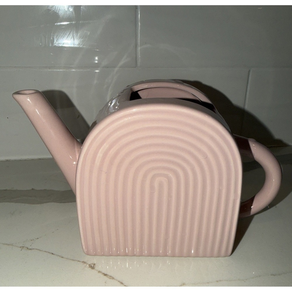 Ceramic Pink Rainbow Watering Can Boho Nursery Plant Modern Minimalist Decor
